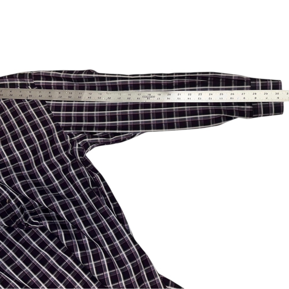 ETRO Milano Shirt Mens 100% Cotton Made in Italy Purple Plaid Button Up Size L - Picture 8 of 8
